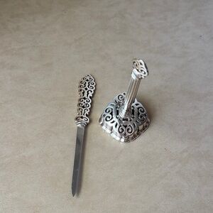 Brighton Elegant Silver Letter Opener and Pen Stand
